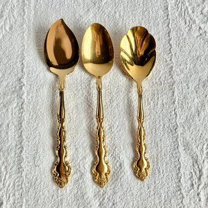 3 Oneida Community Golden Beethoven Spoons Sugar Grapefruit Tea Spoon